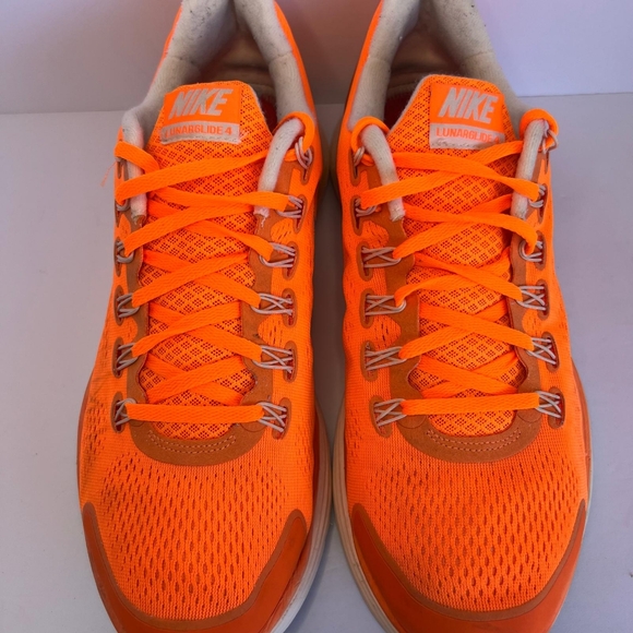 Size 13 Nike Men's Lunarglide 4 Fluorescent Orange Athletic Shoes. No insole - Picture 10 of 15
